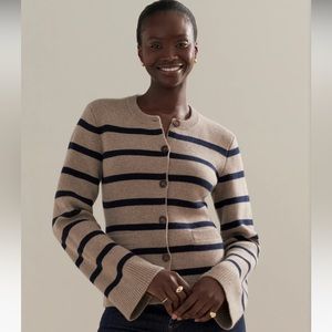Jenni Kayne Cooper Cardigan - size Medium NWOT Taupe & Navy